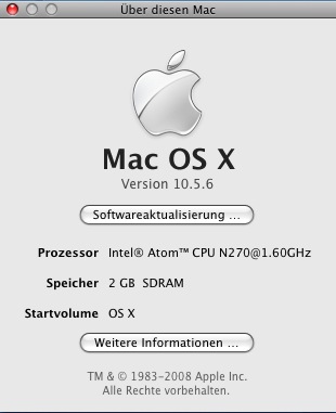 Systemanzeige "Über diesen Mc"